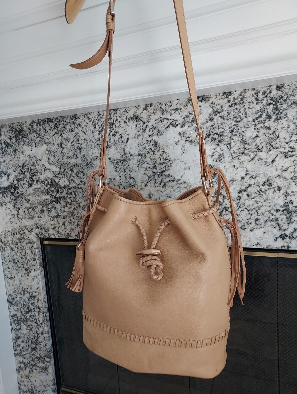 Joie Mabel Tan Leather Shoulder Bag